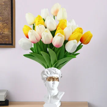 10PCS Tulipanov Umetne Rože Pravi Občutek Šopek Poročni ima Cvetje Doma Vrt Dekoracijo Ponaredek PU Plastični Cvet