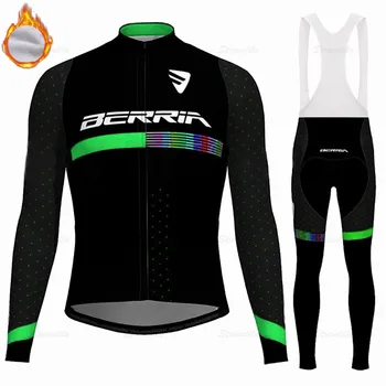 2021 BERRIA ekipa kolo kolesarjenje Pozimi obleko Mens dolg rokav Žamet šport cestno kolo topla oblačila, mtb suknjič volne srajce ciclismo