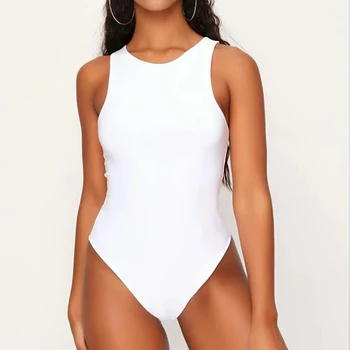 2021 Poletnih Oblačil Za Ženske Sexy O-Vratu Bodysuits Off Ramenski Telo Ulične Bela Bodysuits Zunanje Nositi Elastične Bodysuit Vrh