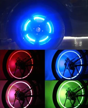 2PCS Univerzalni Avto, Kolo Motocycle LED Luči Kolo Pnevmatike Ventil Kape Sveti Lučka za Kolesarjenje Luč Naper Dekorativne Svetilke
