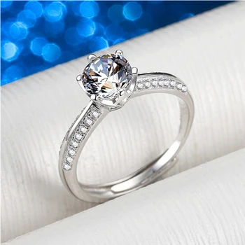 925 sterling srebro ženska moda nakit Visoko vsebnostjo Ogljika cirkon Luksuzni Poroko Posla Dar prstan odpiranje velikost prstan nastavljiv
