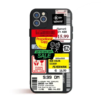 Coque črno Ohišje za IPhone XR 6 6S 7 8 Plus X 5S Retro črtna Koda Etiketi Kritje velja za IPhone Mini 12 11 Pro XS Max SE 2020 Pokrov