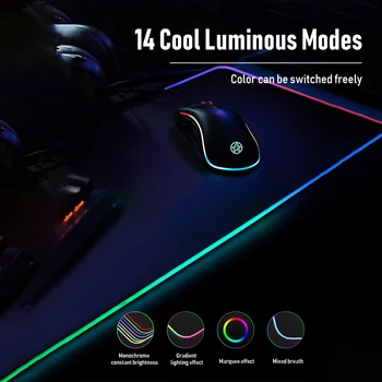 Gaming Miška Ploščica RGB LED Luči Tipkovnico Pokrov Igralec Računalniška Miška Ploščica Velike Mouse Pad XXL Velik Osvetljen Miško Preprogo Desk Mat