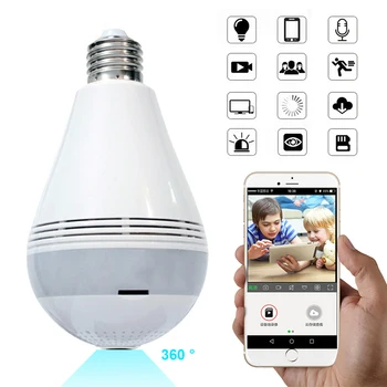 LED Luči 960P/1080P Brezžični Panoramski Home Security WiFi CCTV Fisheye Žarnica Svetilka IP Kamero 360-Stopinjski Home Security Vlomilec