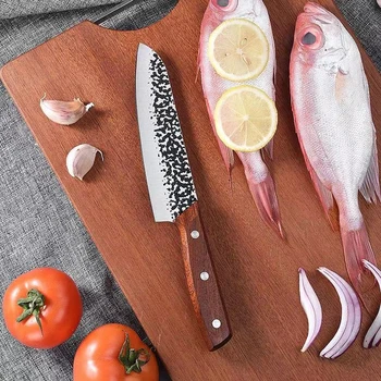 MHNTLOS Tradicionalne Ročno Kovani Kuhinjski Nož, Kladivo iz Nerjavečega Jekla kuharski Chopper Kuhanje Noži Lesene Mesa Slicer