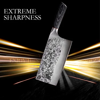 Novi Kuhinjski Nož 5 7 8 inch 7Cr17 iz Nerjavečega Jekla 440C Pripomoček Cleaver Kuhar Nož za Risanje Mesa Santoku Kuhanje Orodje Set Kitajski