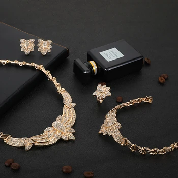 NOVO 4SETS Vroče prodaje dubaj zlato plat Visoke kakovosti Modni nakit set Afriki poroka ženske, nakit set uhan