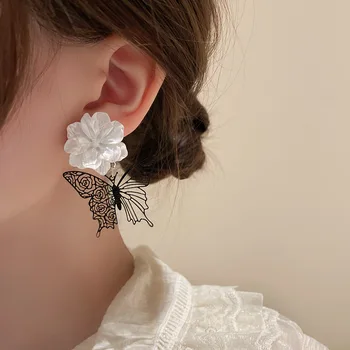 Pearl materiala metulj cvet uhani v 2021 nov modni manjšinskih osebnosti, temperamenta, ženski uhani