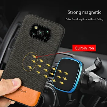 Platno + Usnje Magnetni Primeru za Poco X3 Pro NFC F3 M3 Mi 11 10 10T Lite 9 Kritje Za Xiaomi Redmi Opomba 9 Pro Opomba 10 8 pro 10S