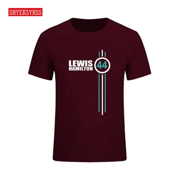 Preprost stil človek Tshirt F1 voznik Lewis Hamilton digitalni 44 T majica kratek sleeved srajca moški avto oblačila navijači bombaža T-shirt