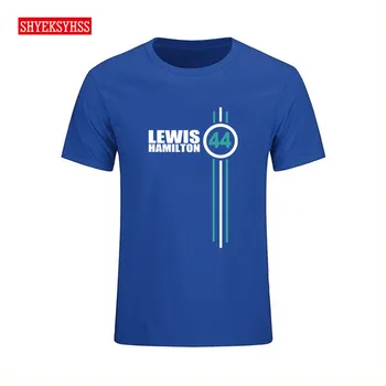 Preprost stil človek Tshirt F1 voznik Lewis Hamilton digitalni 44 T majica kratek sleeved srajca moški avto oblačila navijači bombaža T-shirt