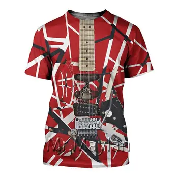 Rock Glasbe, Kitara 3D Tshirt Poletne Moške/Ženske Majica s kratkimi rokavi T-shirt Priložnostne Tee Shirt/Ulične Moške Obleke Prevelike 5XL