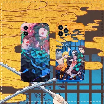 Stripi Demon Slayer Kamado Tanjirou Primeru Telefon za iphone 12 11 Pro X Xs Max XR 7 8 Plus SE2 Srčkan Y Retro 3D Silicij Mehko Pokrov