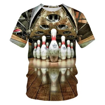 Udobno poletje casual moški T-shirt 3d tiskanje kratek rokav bowling ulični ples na prostem oblačila