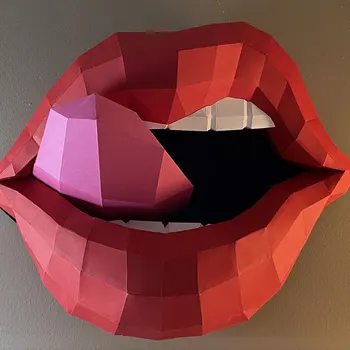 Ustnice Papercraft 3D Papir Model Usta, Z Zobmi Jezika Uganke DIY Otroci Darilo Okraski Origami Doma Steno Seksi Deco Odraslih Igrače