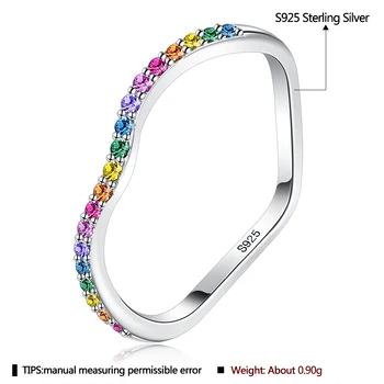 ZEMIOR 925 Sterling Silver Obroči Val Rainbow Barva Ženske Obroč Polno Kubičnih Cirkonij Fine Nakit Obletnico Vroče Prodajo Darilo