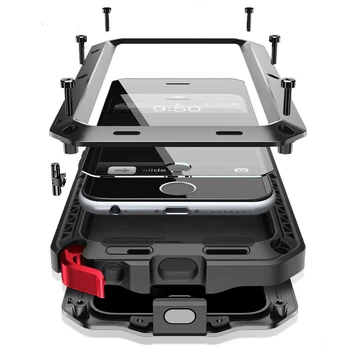 Zunanji Težka Obsodba Oklep Shockproof Kovinski kovček Za iPhone12 11 MAX XS XR X 7 8 6 6S Plus 5 SE 5S Dustproof zaščitni Pokrov