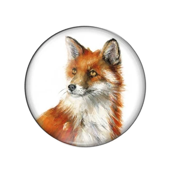 Živali sličice Srčkan Fox Krog Foto Stekla Chrysoprase Demo Ravno Nazaj, Kar FindingsHandmade DIY Dodatki